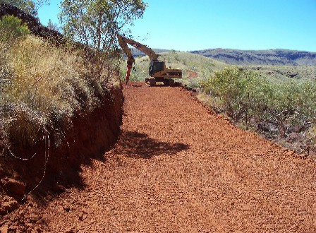 Track access completed by excavator